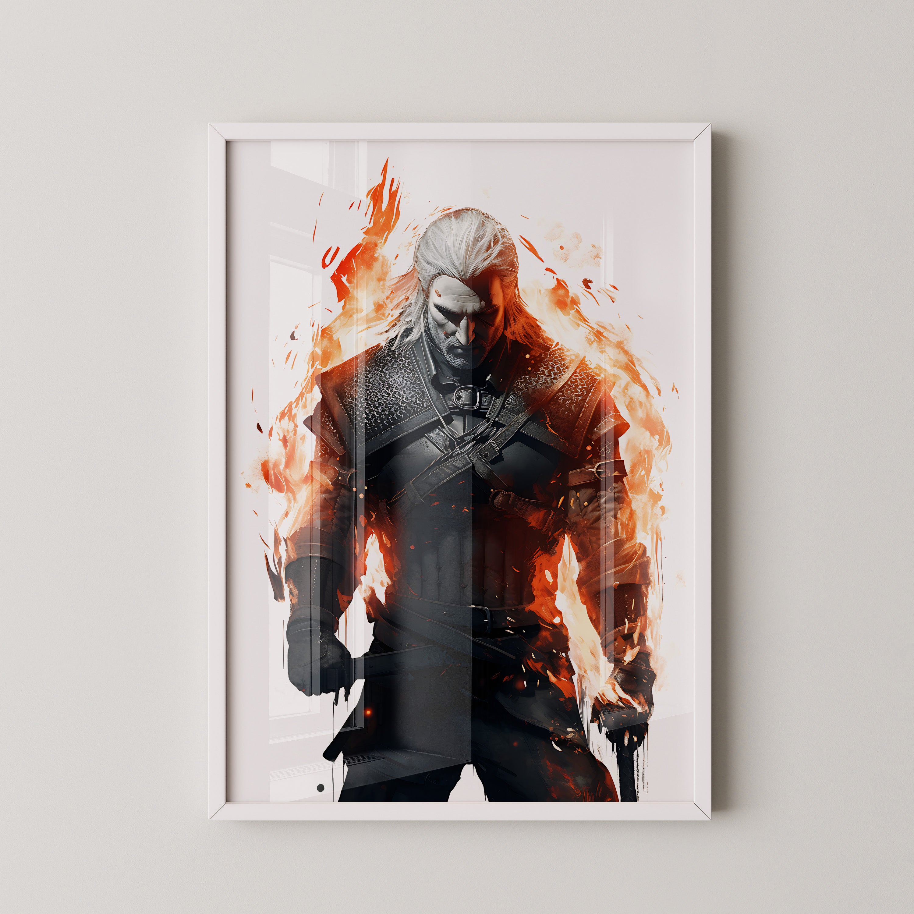 Krieger Flammen monochrom