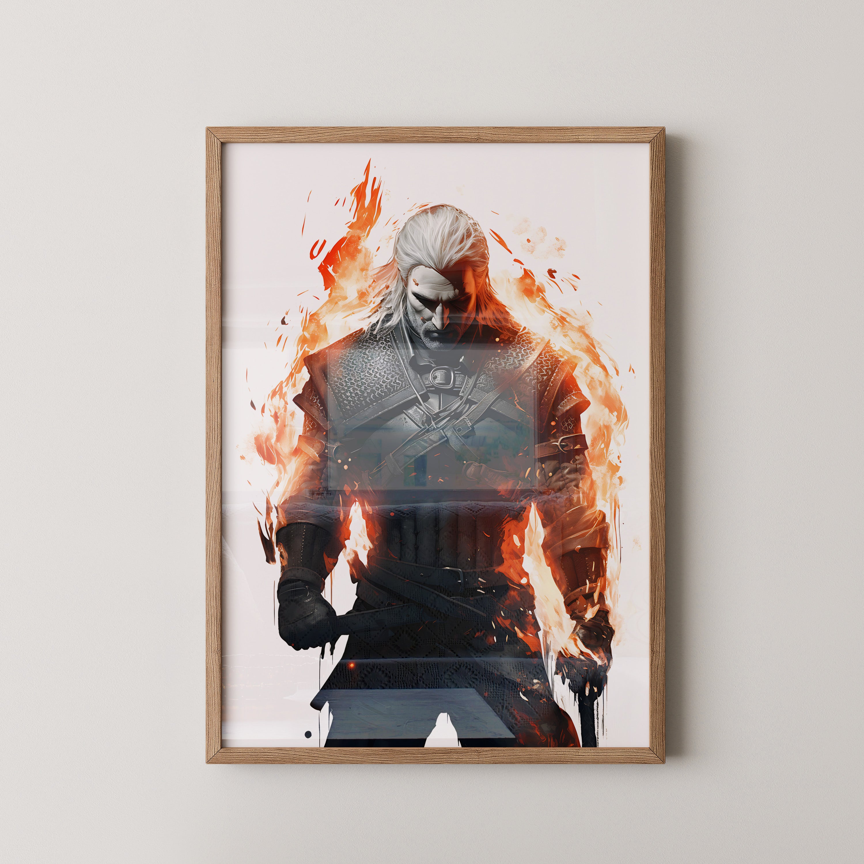 Krieger Flammen monochrom