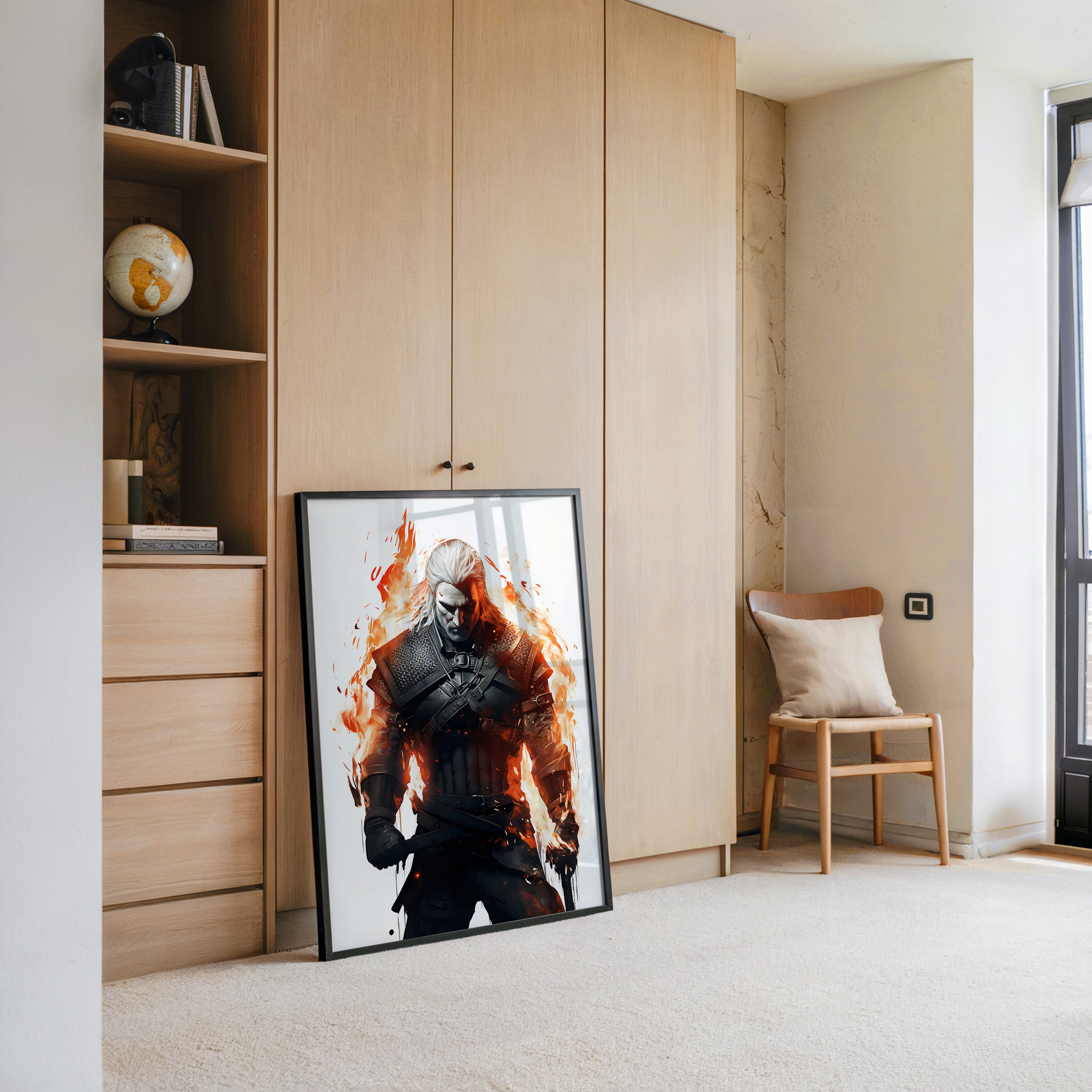 Krieger Flammen monochrom