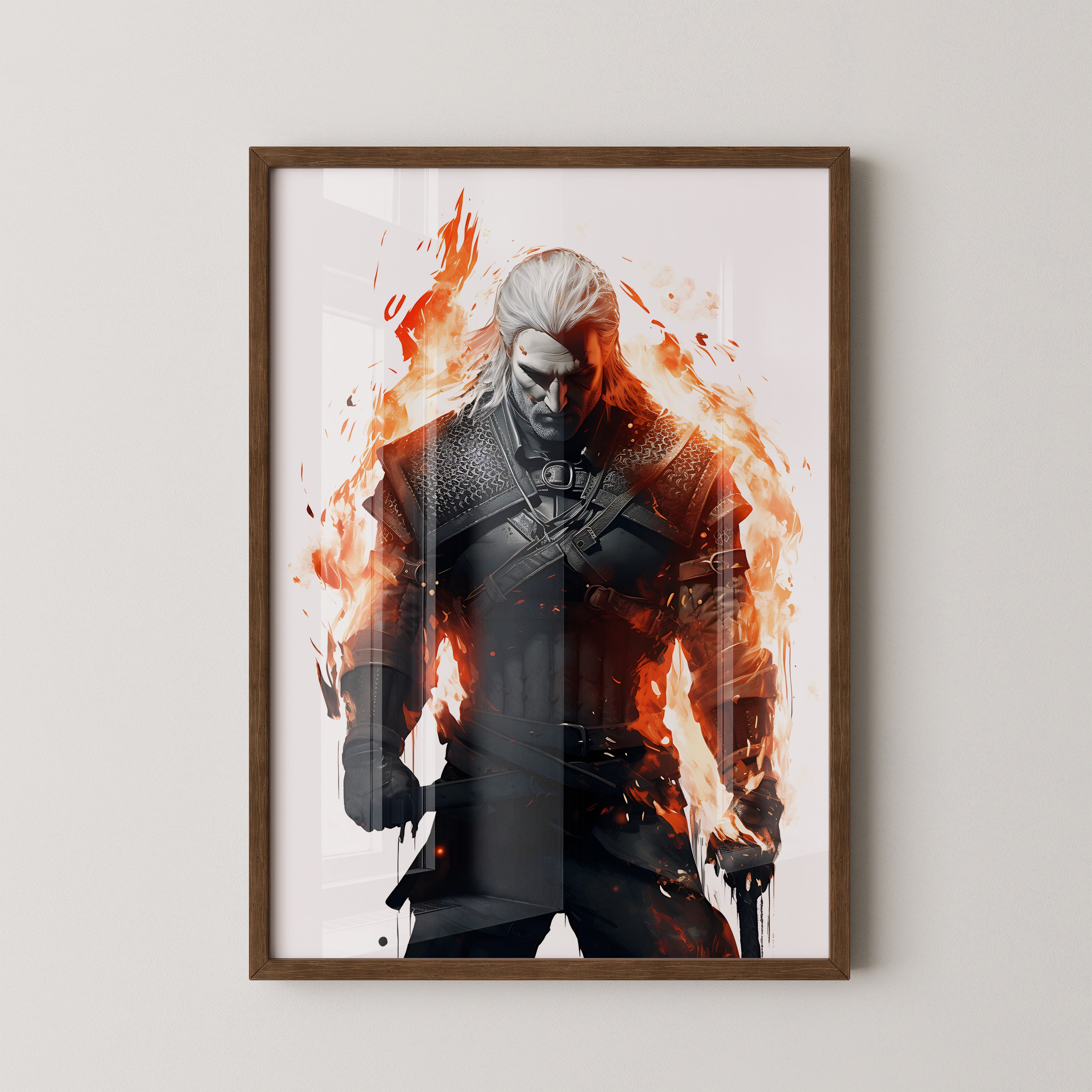 Krieger Flammen monochrom