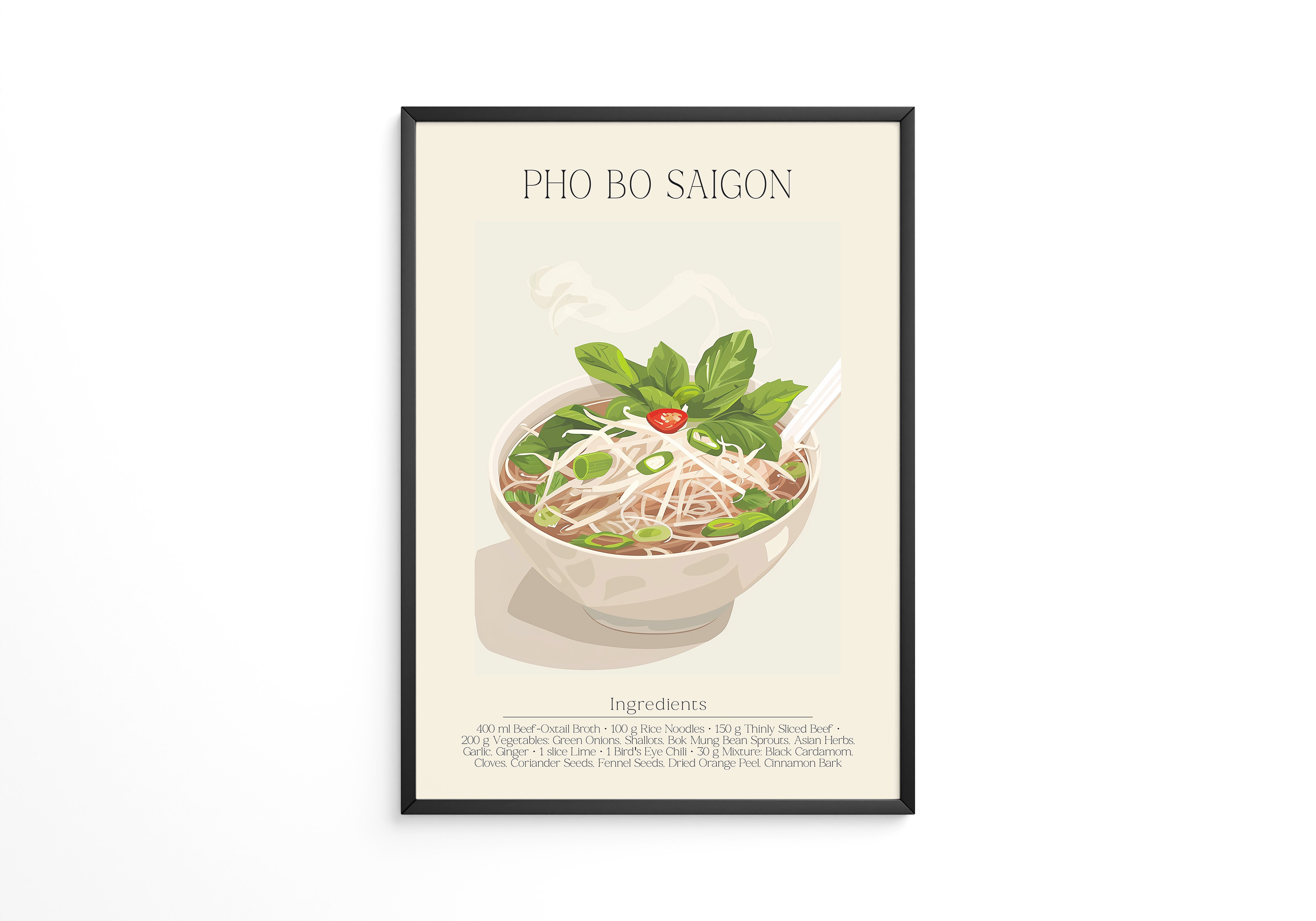 Pho Bo Kräuter Illustration