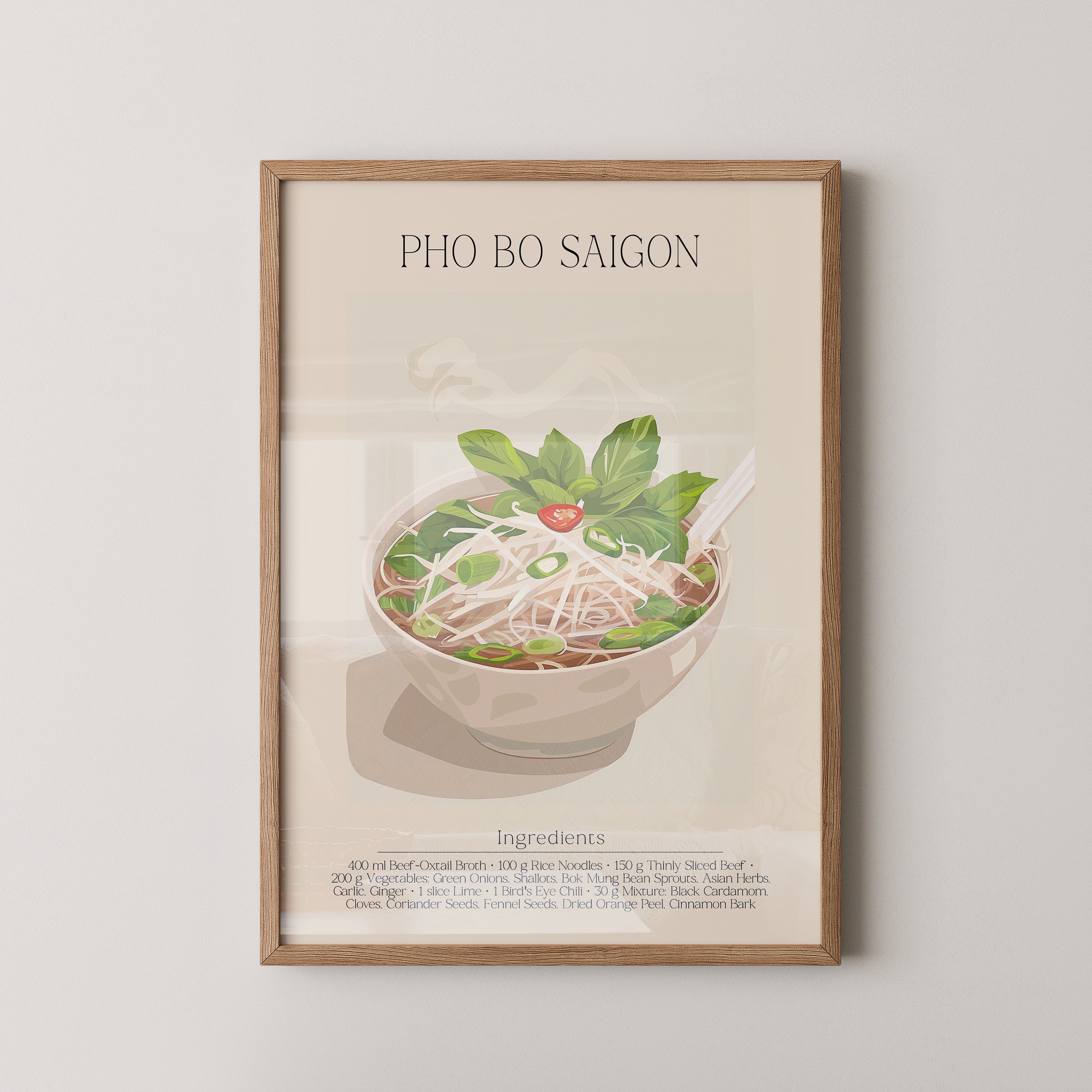 Pho Bo Kräuter Illustration