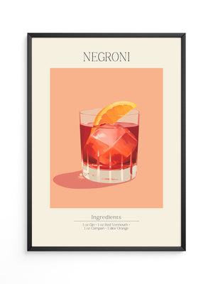 Negroni Cocktail Orange Illustration