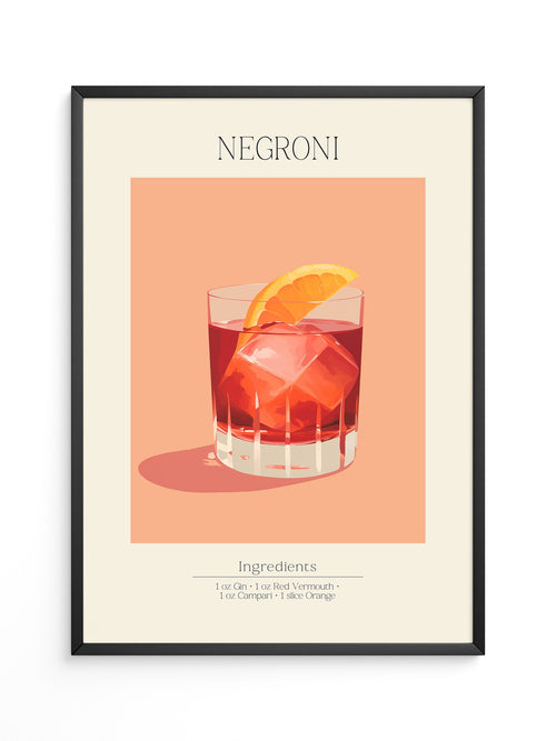 Negroni Cocktail Orange Illustration