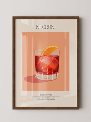 Negroni Cocktail Orange Illustration