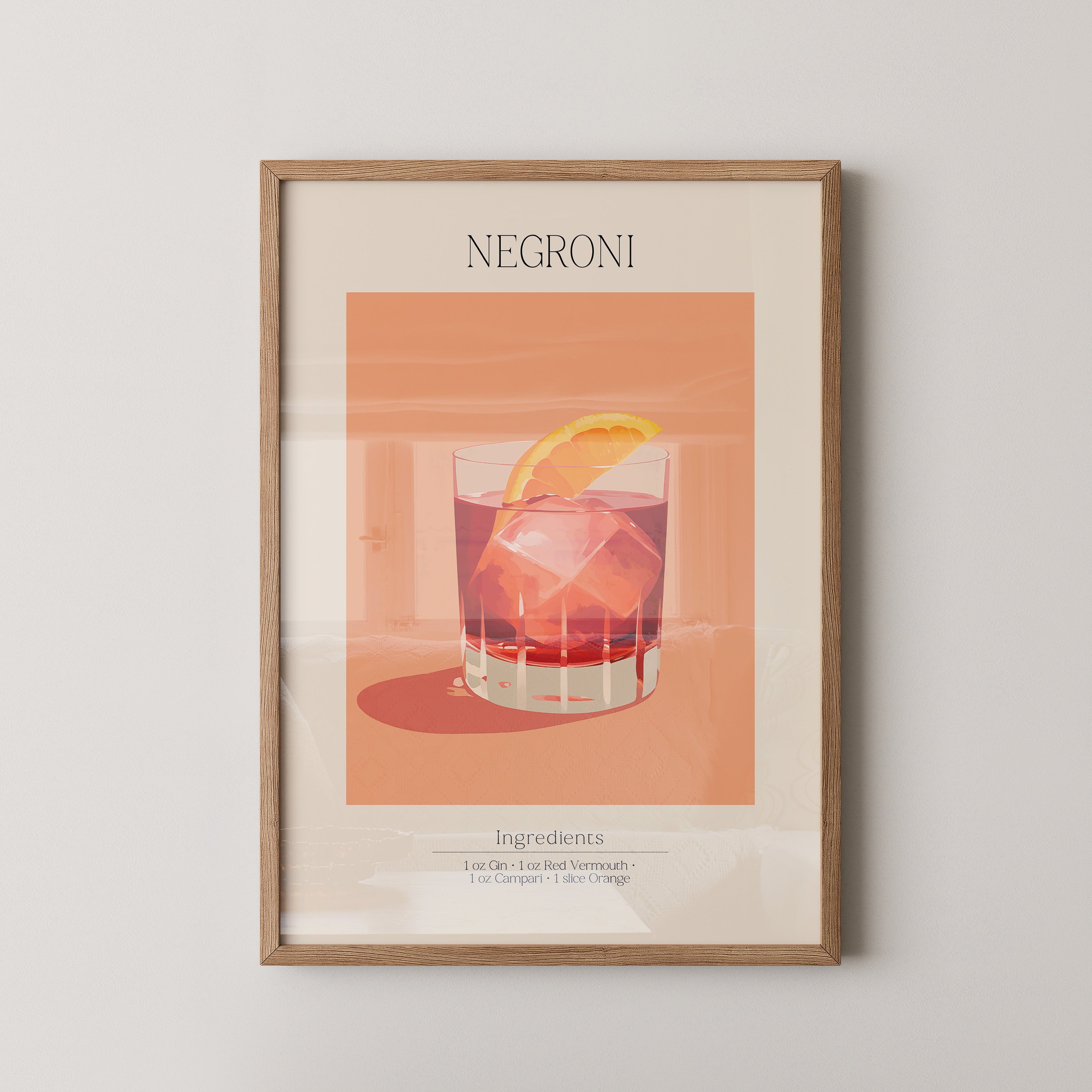 Negroni Cocktail Orange Illustration