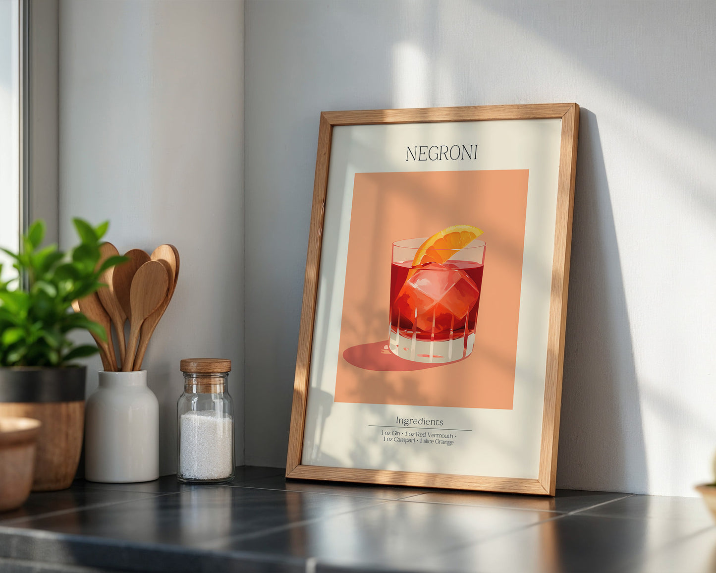 Negroni Cocktail Orange Illustration
