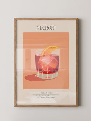 Negroni Cocktail Orange Illustration