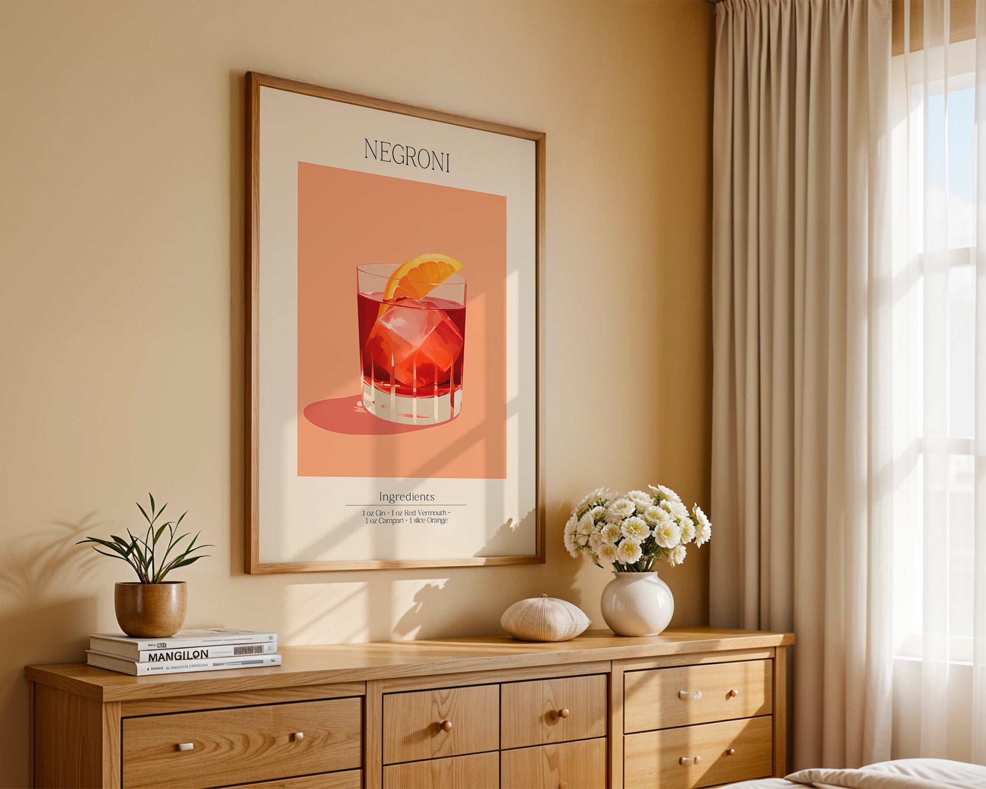 Negroni Cocktail Orange Illustration