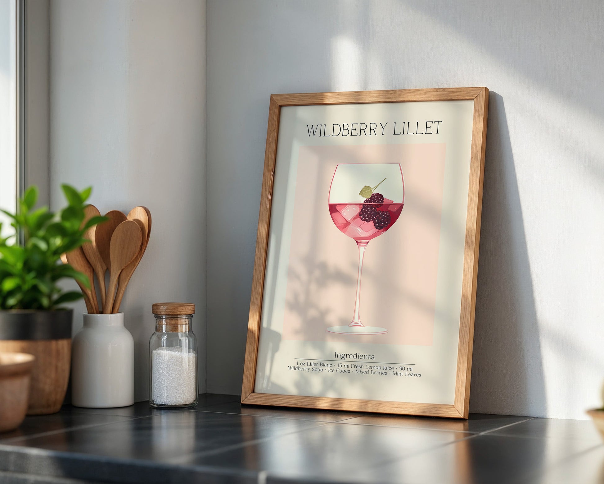 Weinglas Beeren minimalistisch