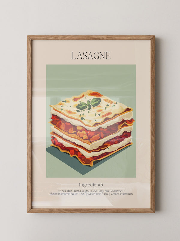Lasagne Illustration Pastellfarben