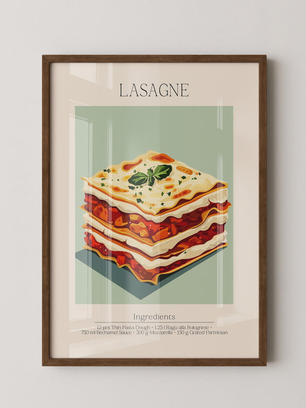 Lasagne Illustration Pastellfarben
