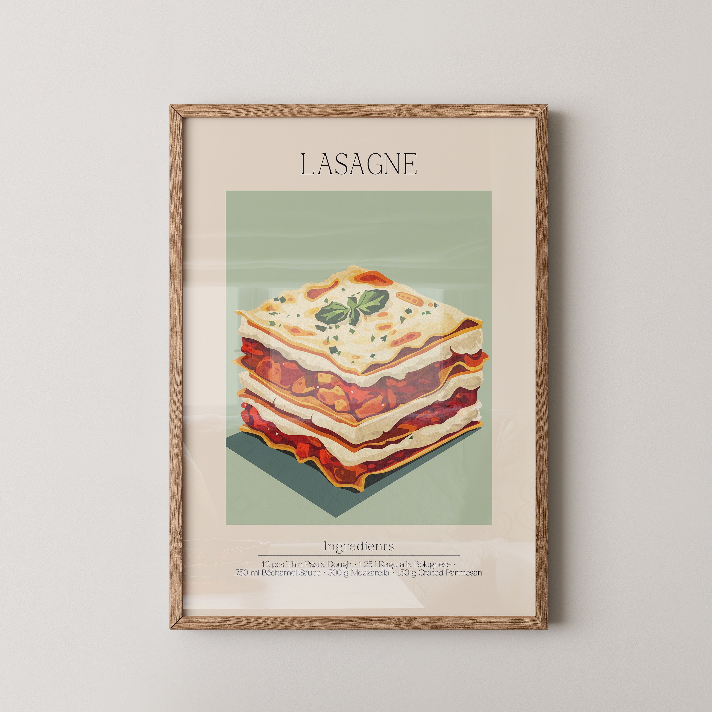 Lasagne Illustration Pastellfarben