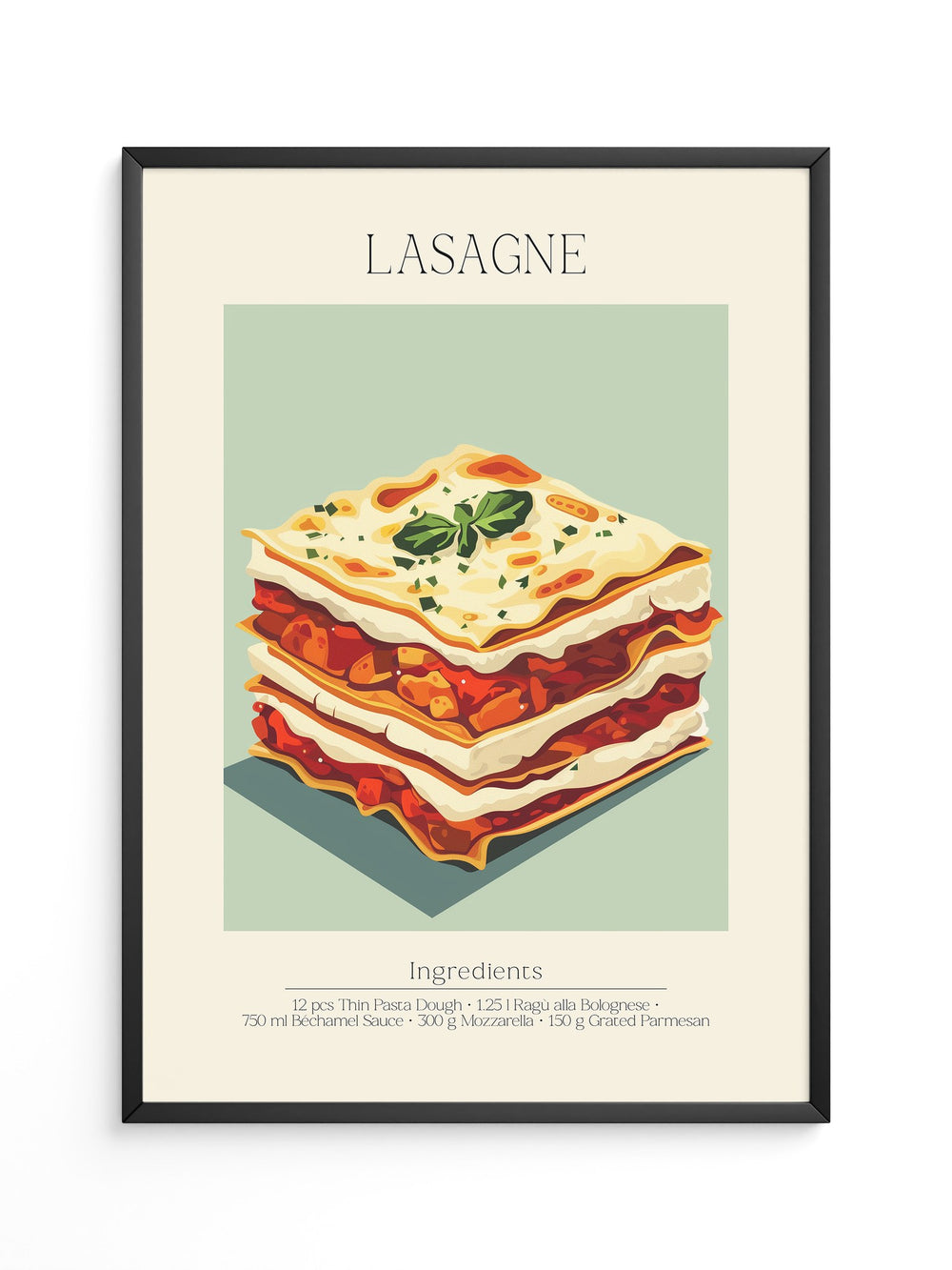 Lasagne Illustration Pastellfarben
