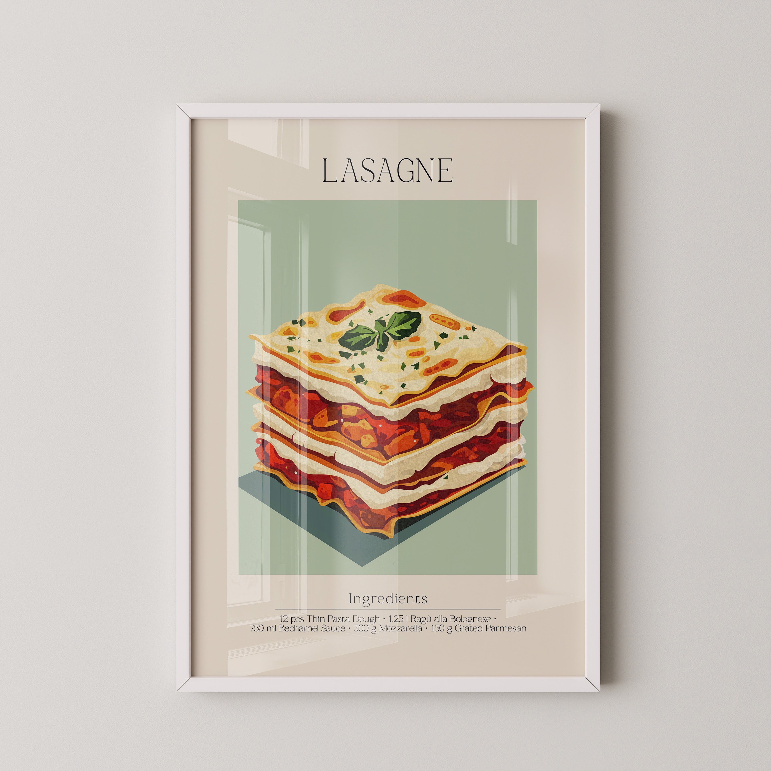 Lasagne Illustration Pastellfarben