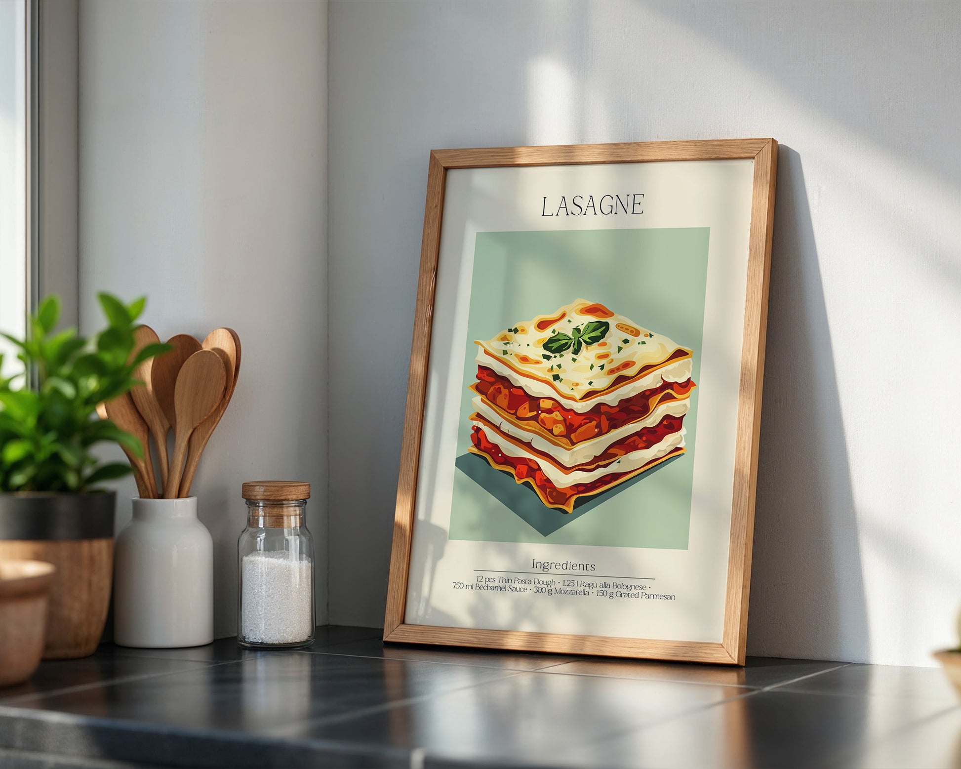 Lasagne Illustration Pastellfarben