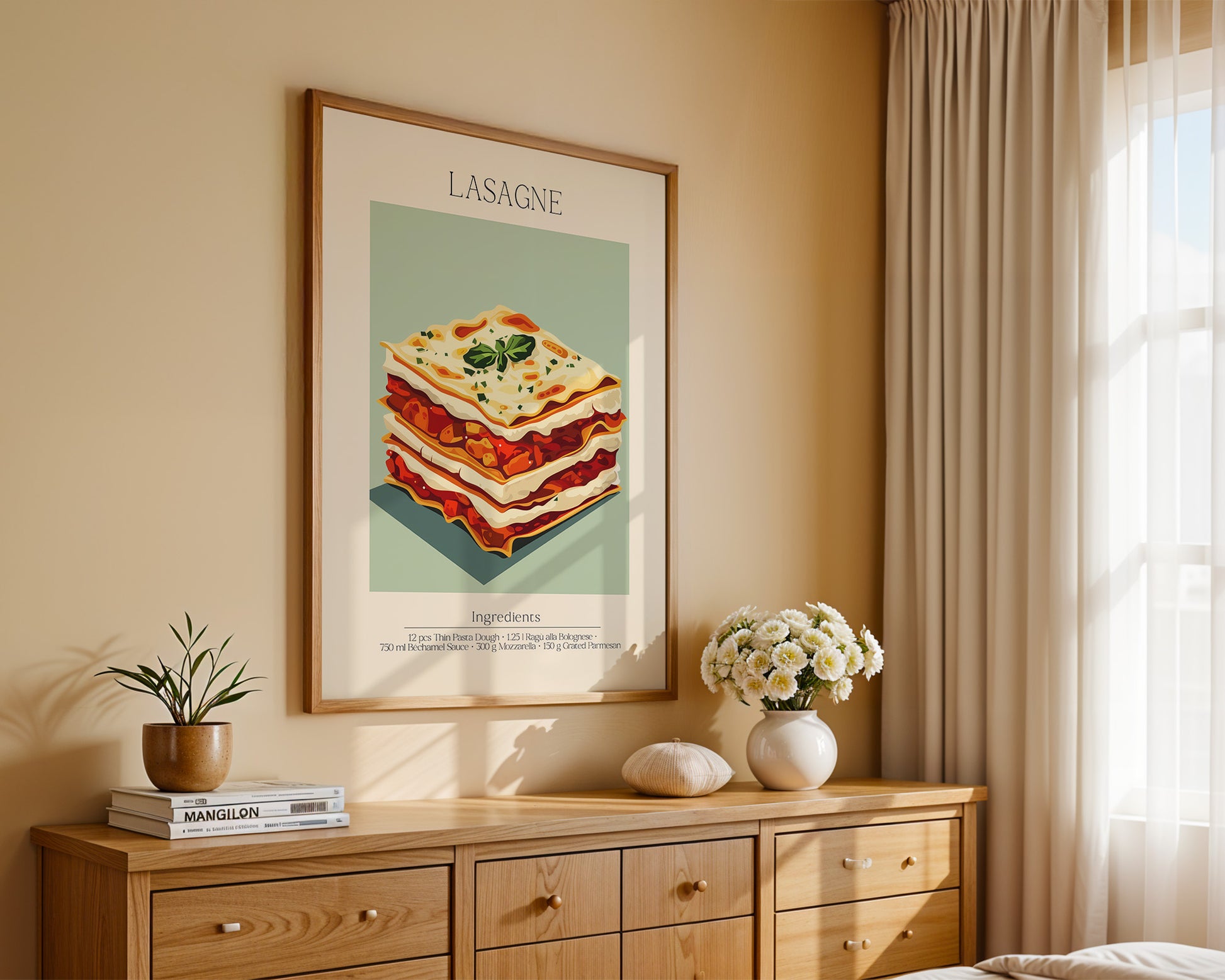 Lasagne Illustration Pastellfarben