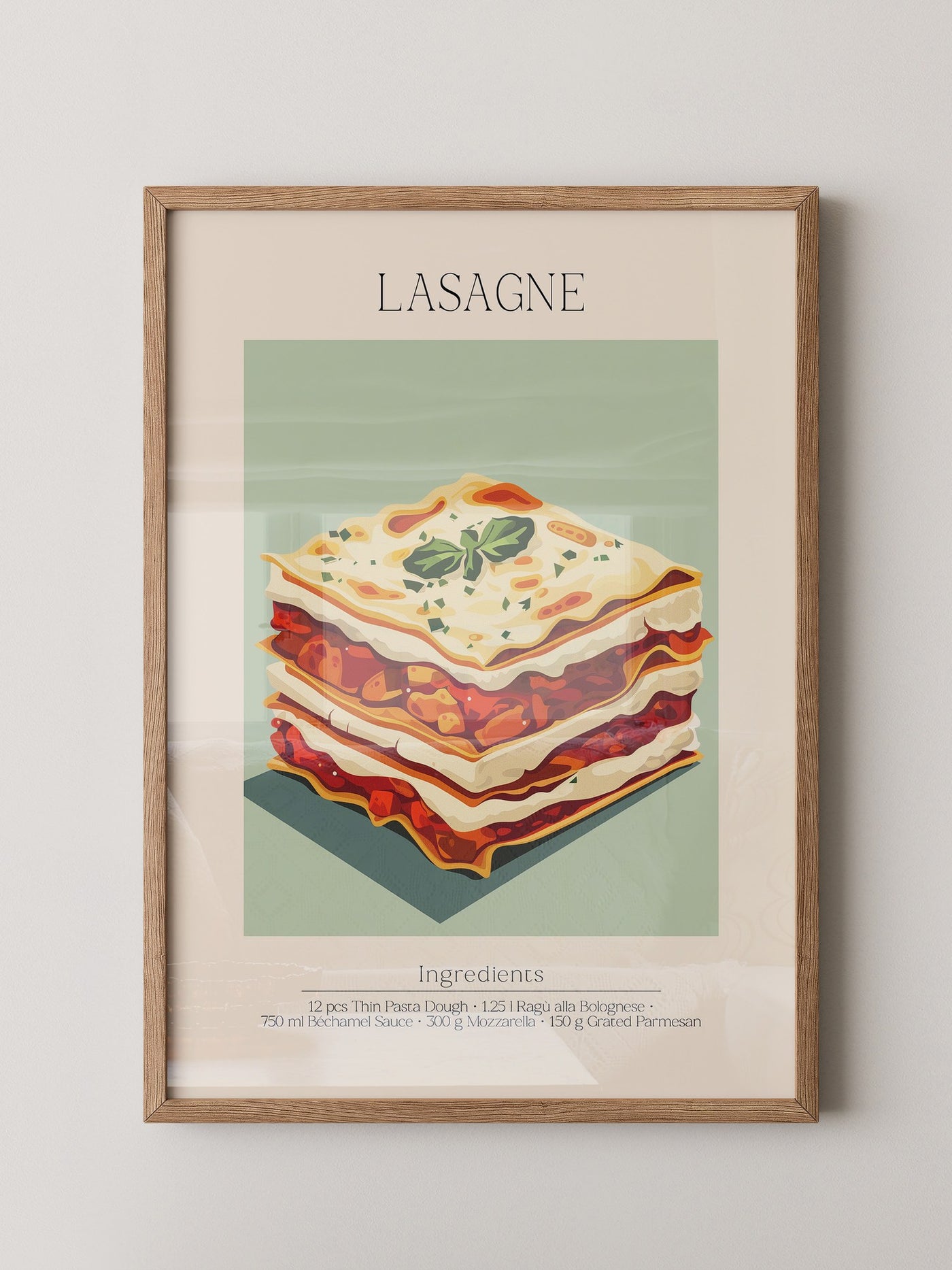 Lasagne Illustration Pastellfarben