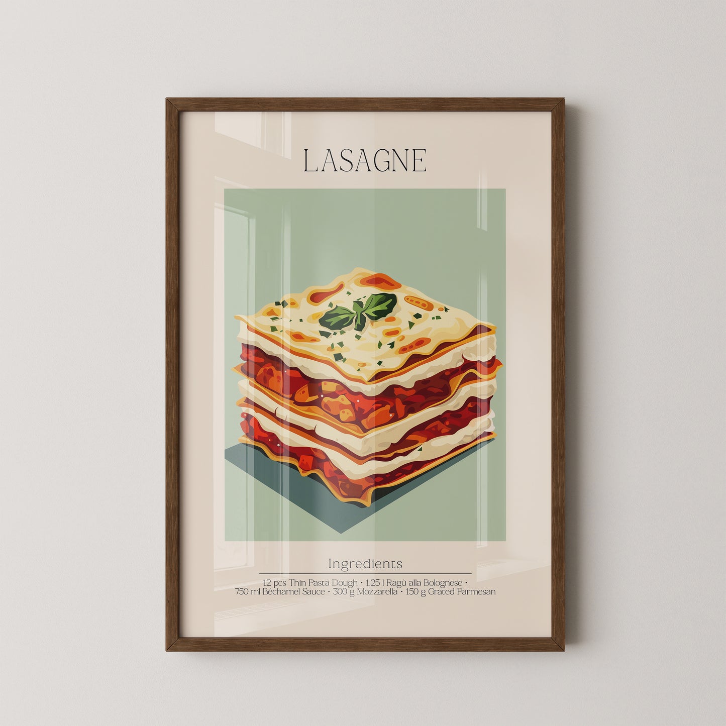 Lasagne Illustration Pastellfarben