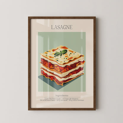 Lasagne Illustration Pastellfarben