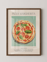 Pizza Margherita Illustration Vintage