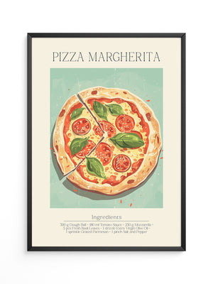 Pizza Margherita Illustration Vintage