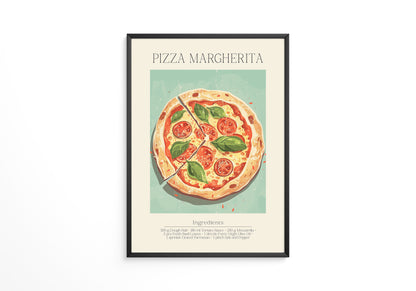 Pizza Margherita Illustration Vintage