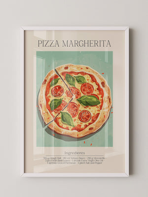 Pizza Margherita Illustration Vintage