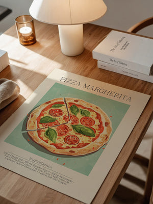 Pizza Margherita Illustration Vintage