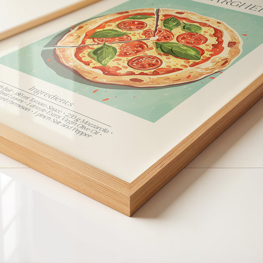 Pizza Margherita Illustration Vintage