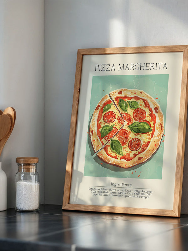 Pizza Margherita Illustration Vintage