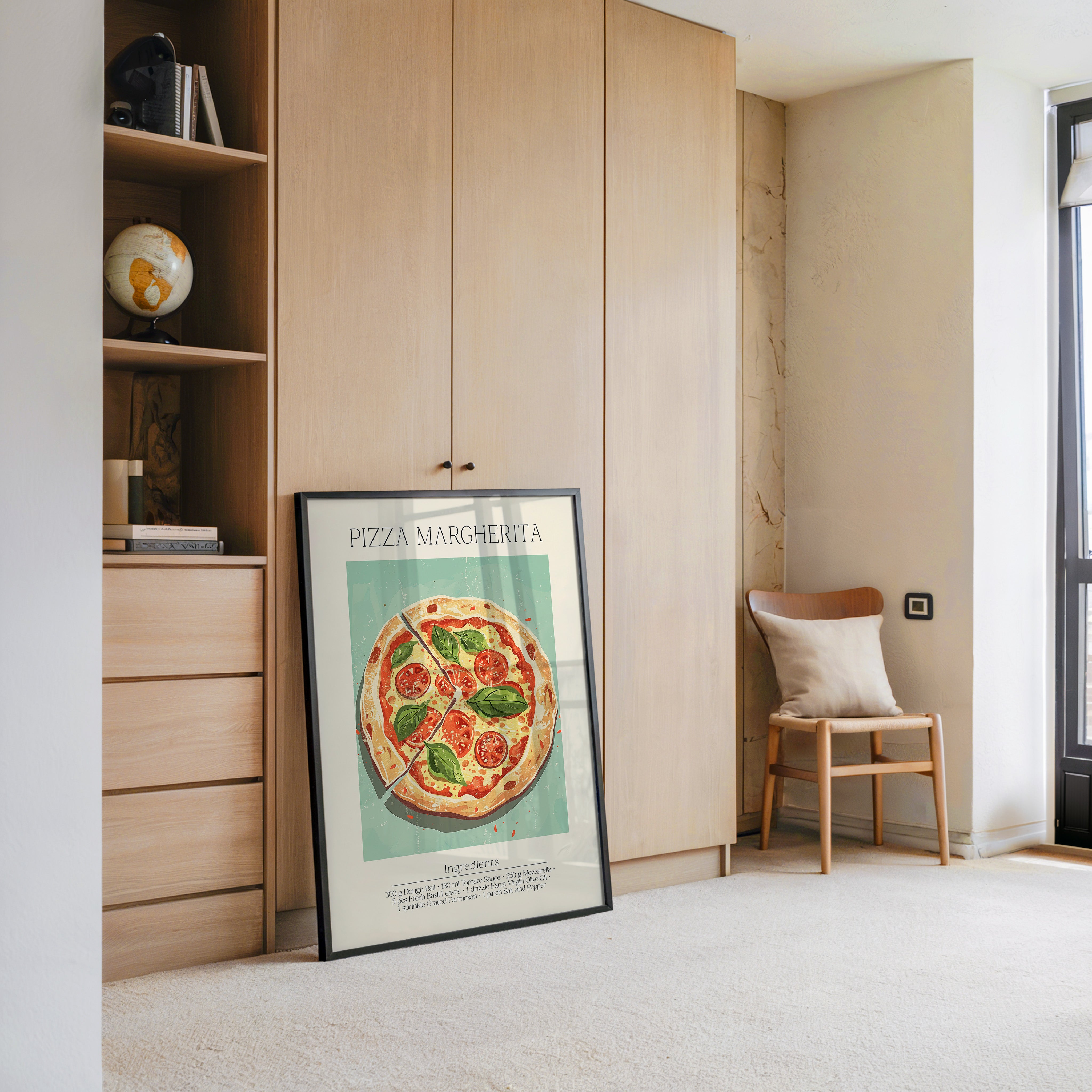 Pizza Margherita Illustration Vintage