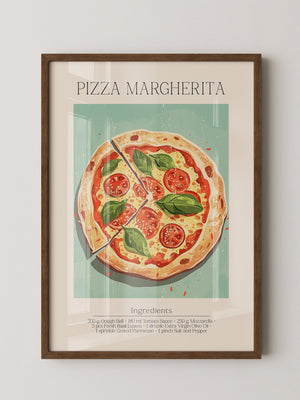 Pizza Margherita Illustration Vintage