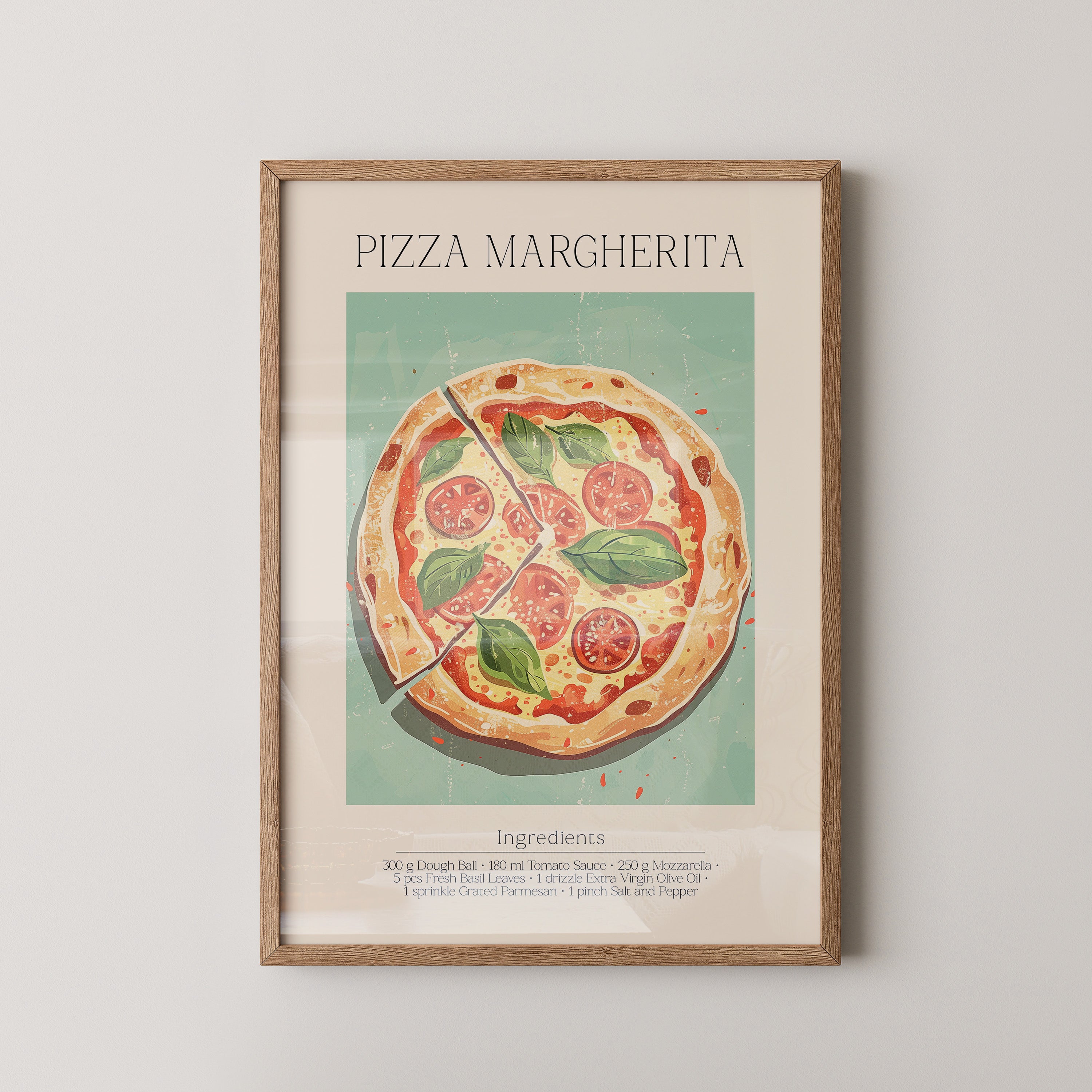 Pizza Margherita Illustration Vintage