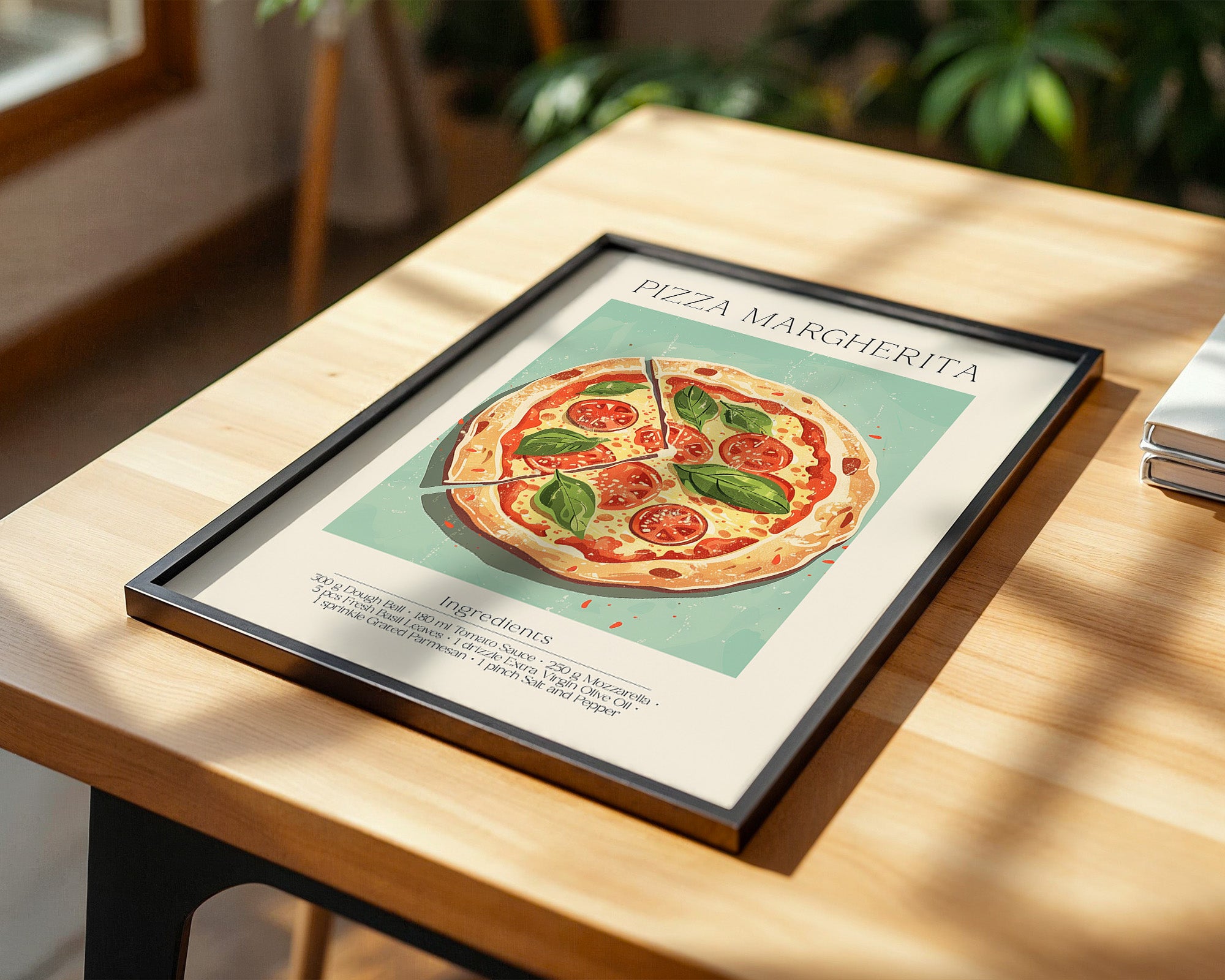 Pizza Margherita Illustration Vintage