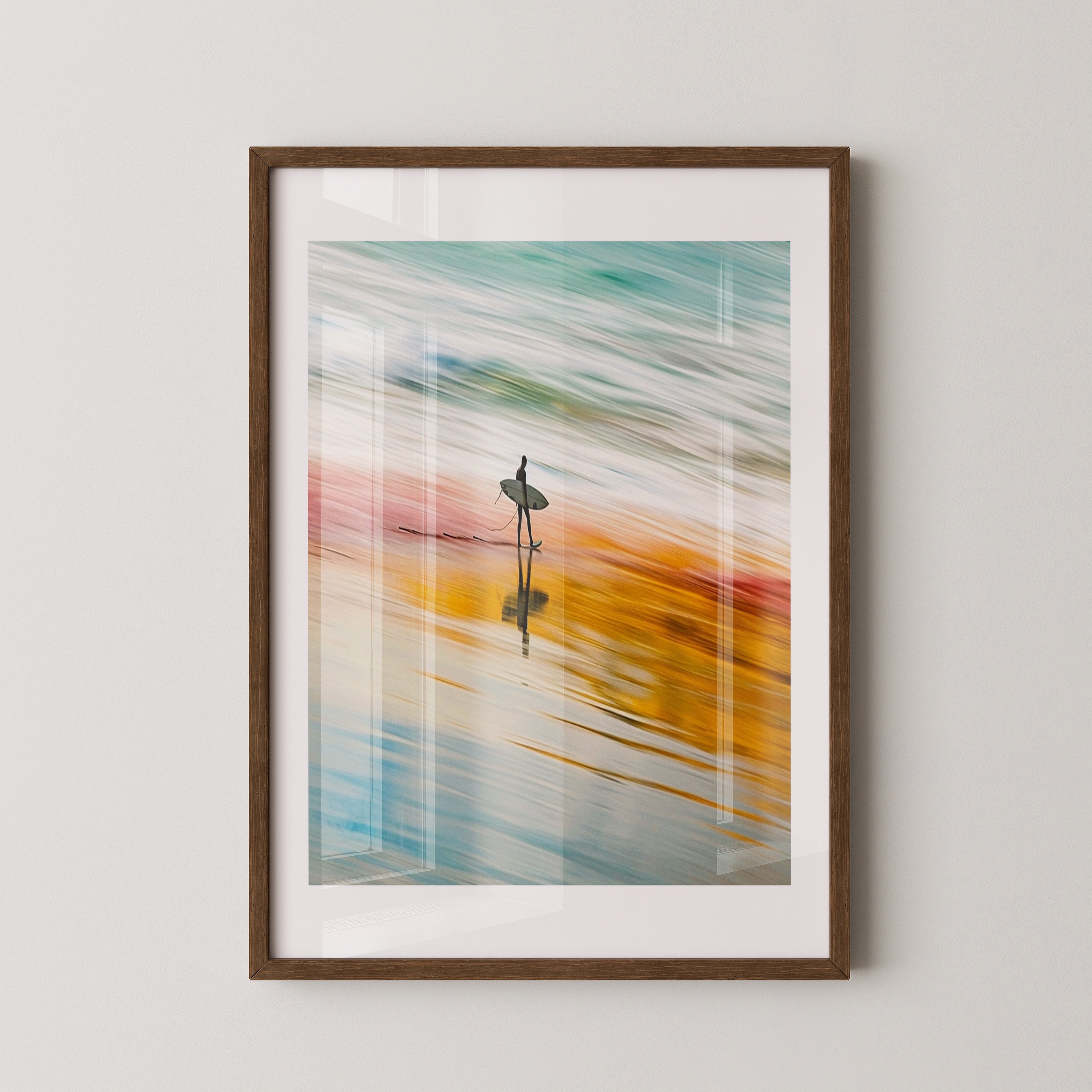 Surfer Strand Spiegelung Bunt