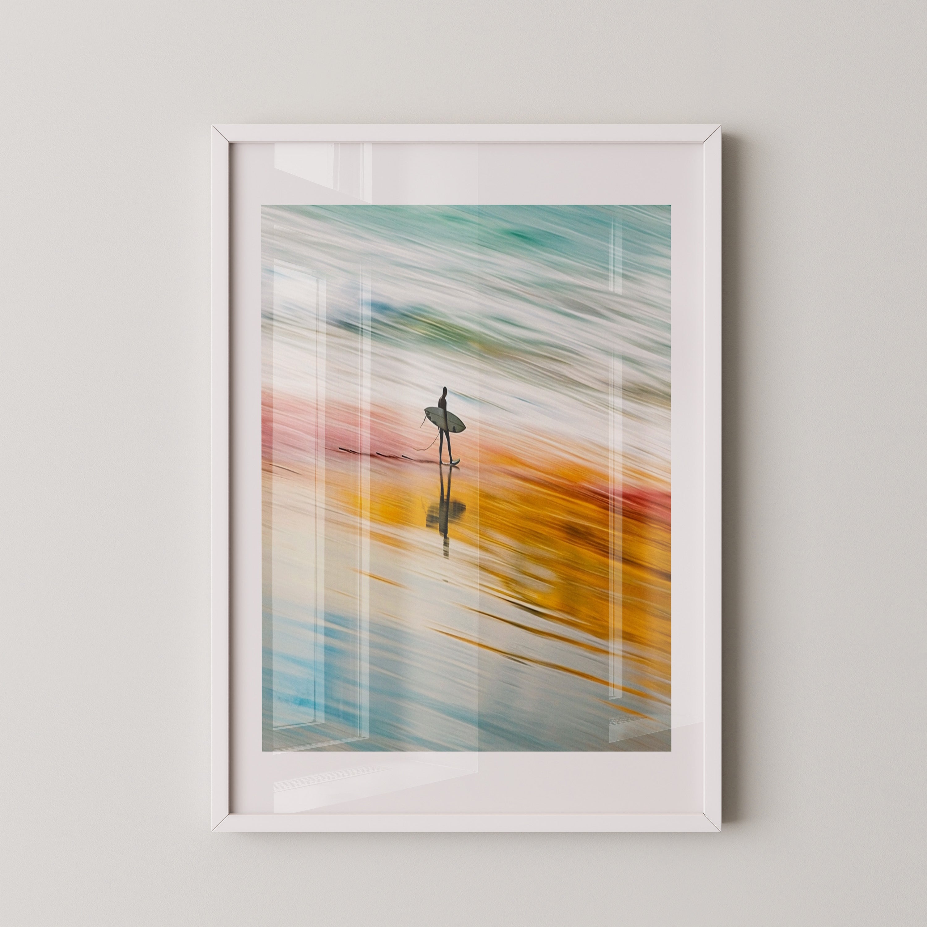 Surfer Strand Spiegelung Bunt