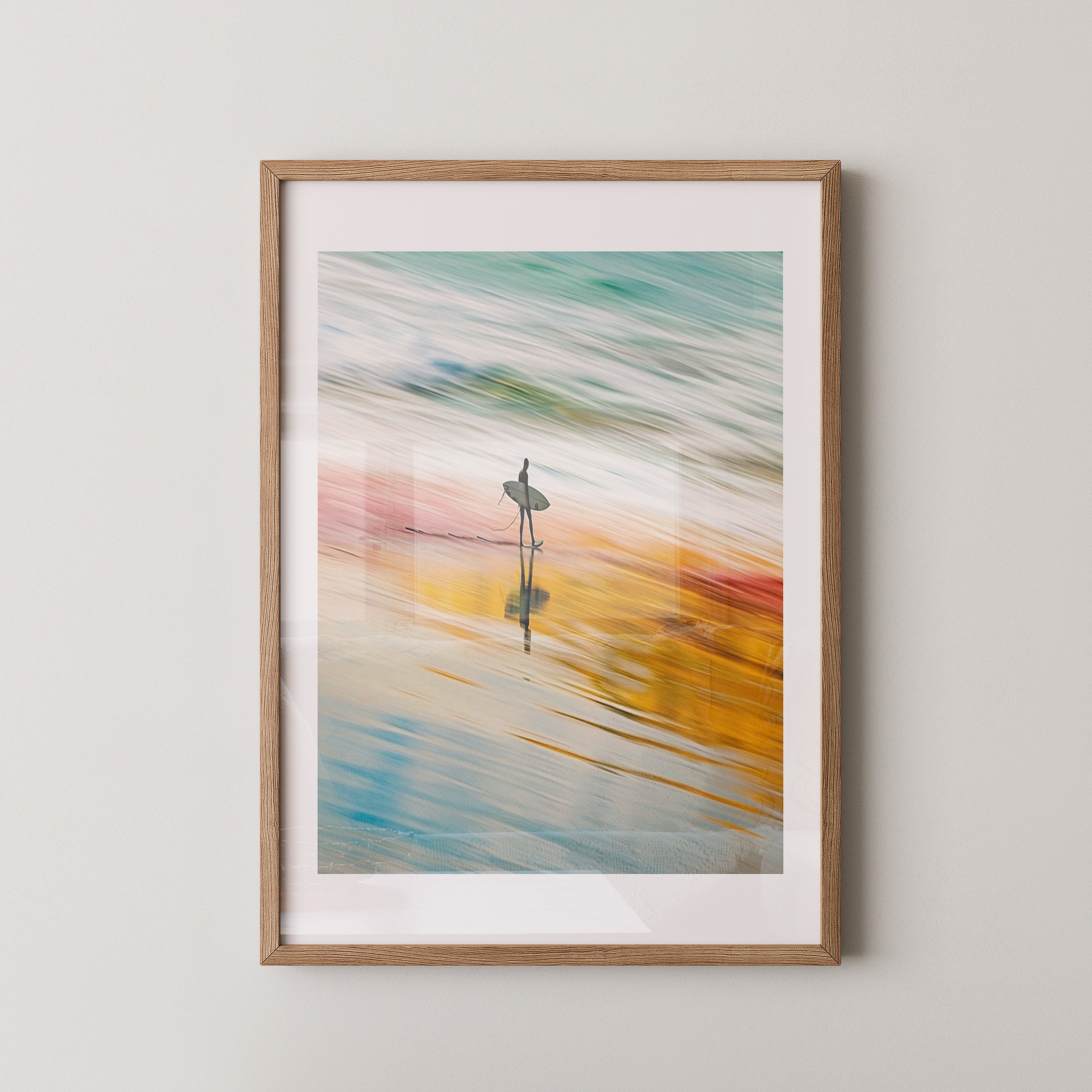 Surfer Strand Spiegelung Bunt