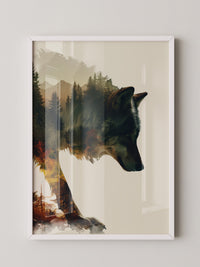Wolf Landschaft Doppelbelichtung