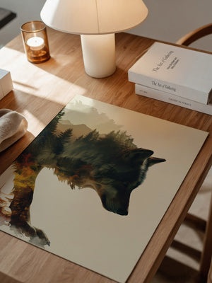 Wolf Landschaft Doppelbelichtung