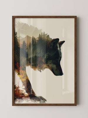 Wolf Landschaft Doppelbelichtung