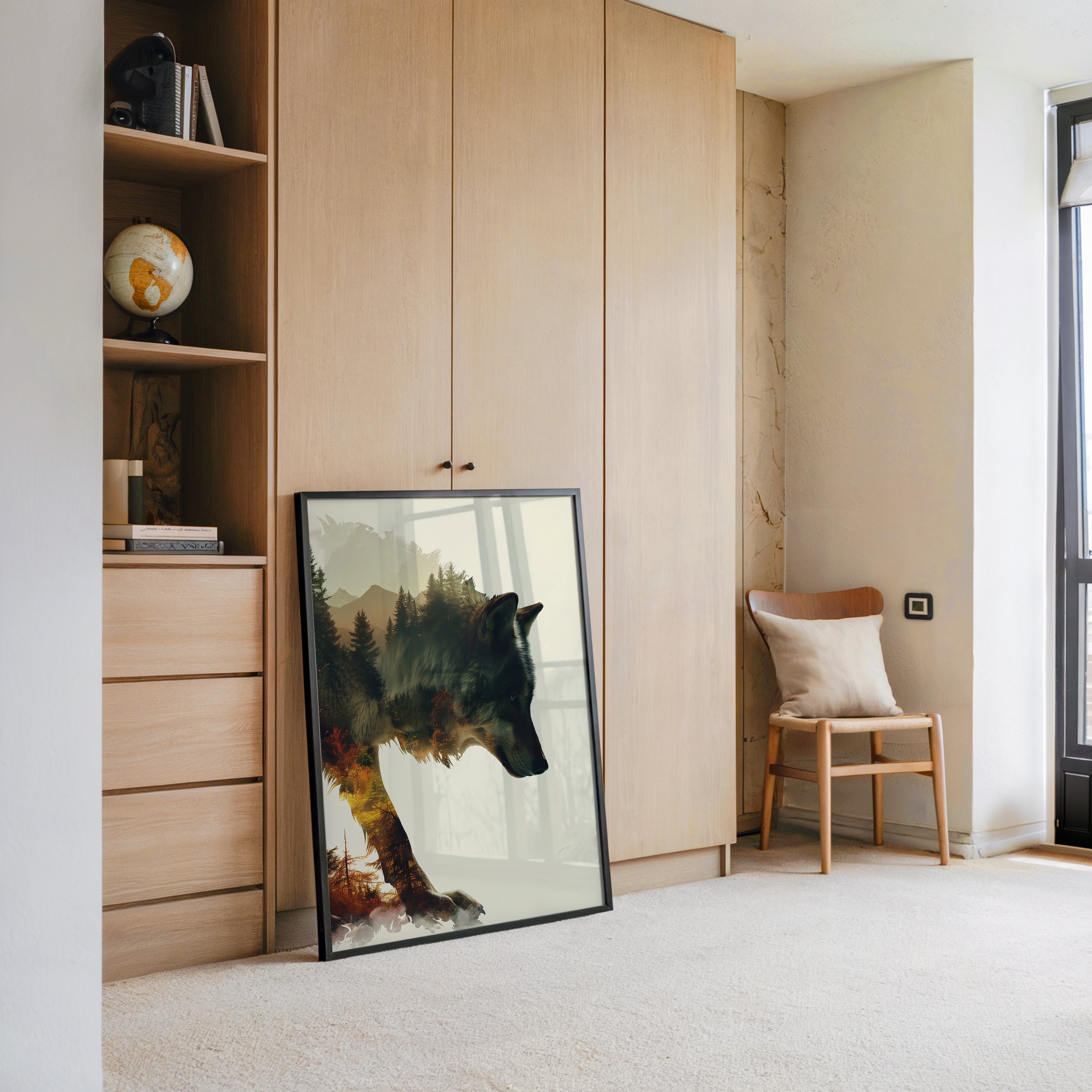 Wolf Landschaft Doppelbelichtung