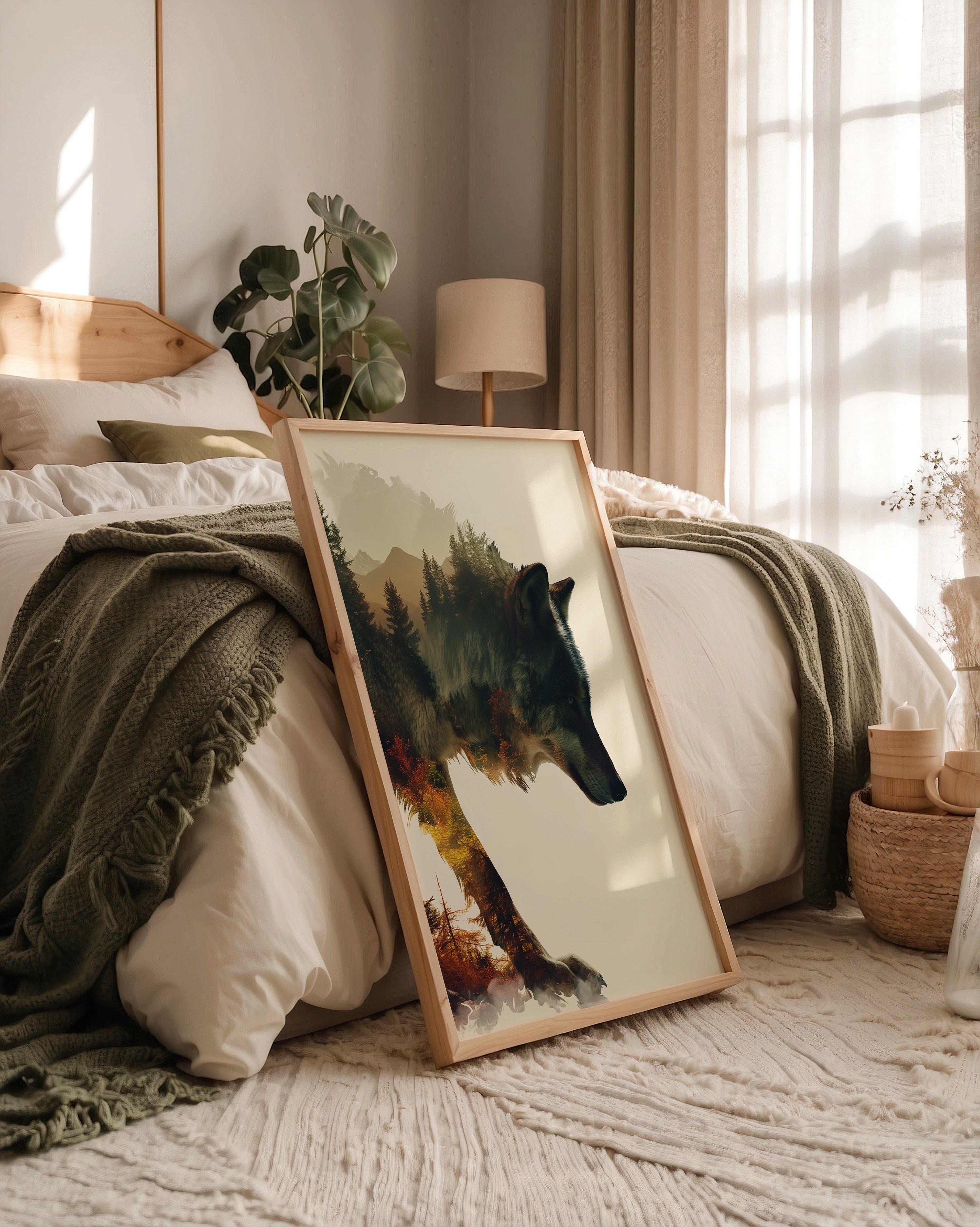 Wolf Landschaft Doppelbelichtung