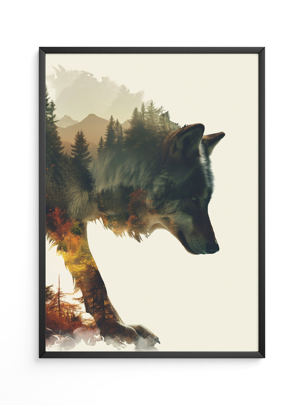 Wolf Landschaft Doppelbelichtung