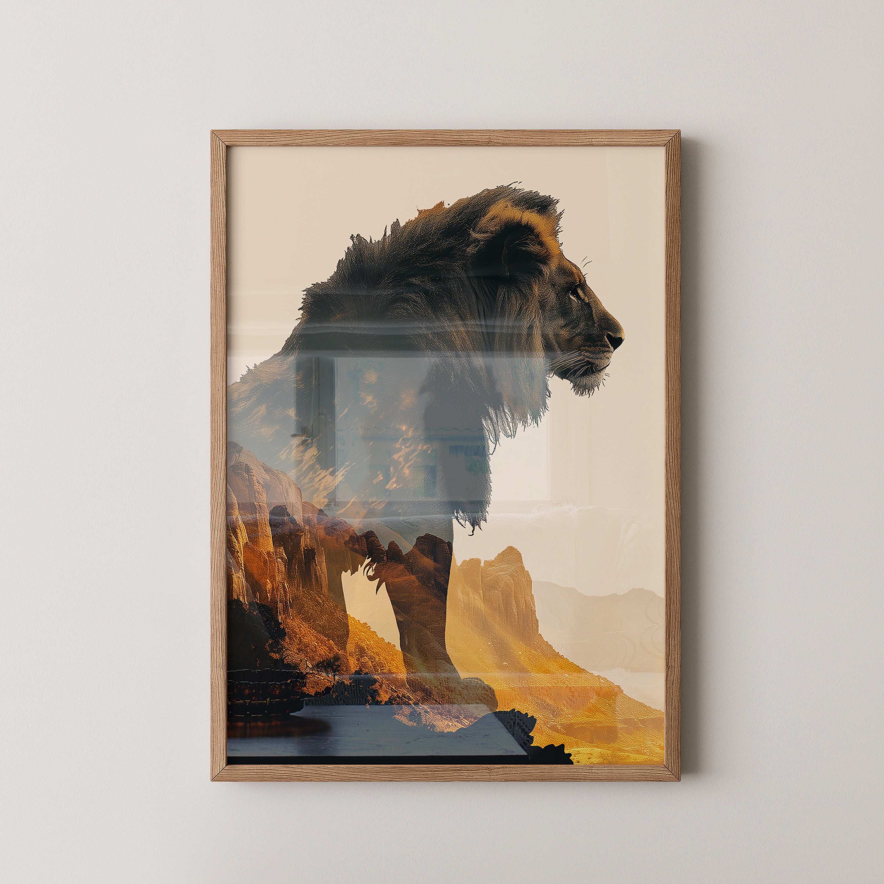 Löwe Wüstenlandschaft Silhouette