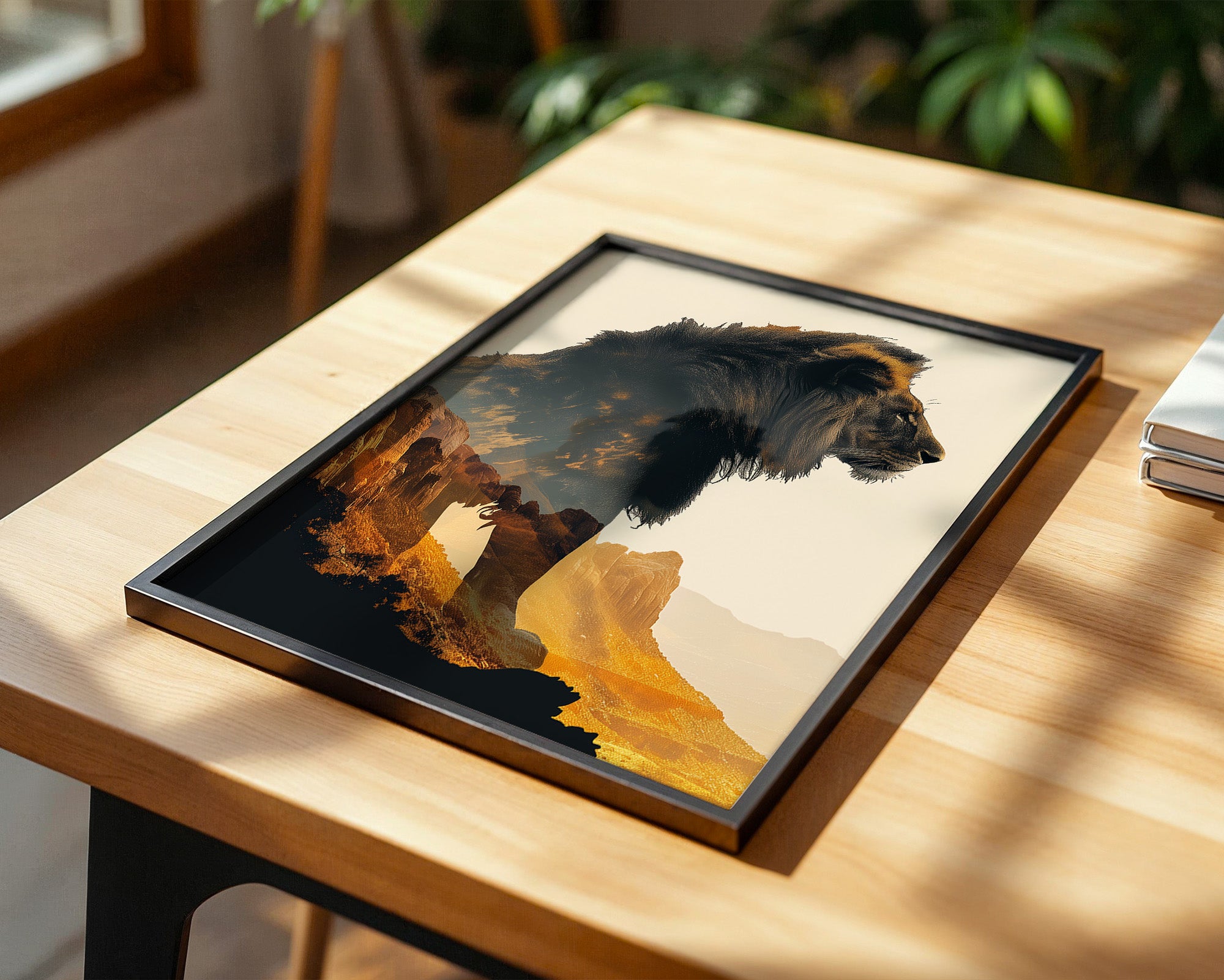 Löwe Wüstenlandschaft Silhouette