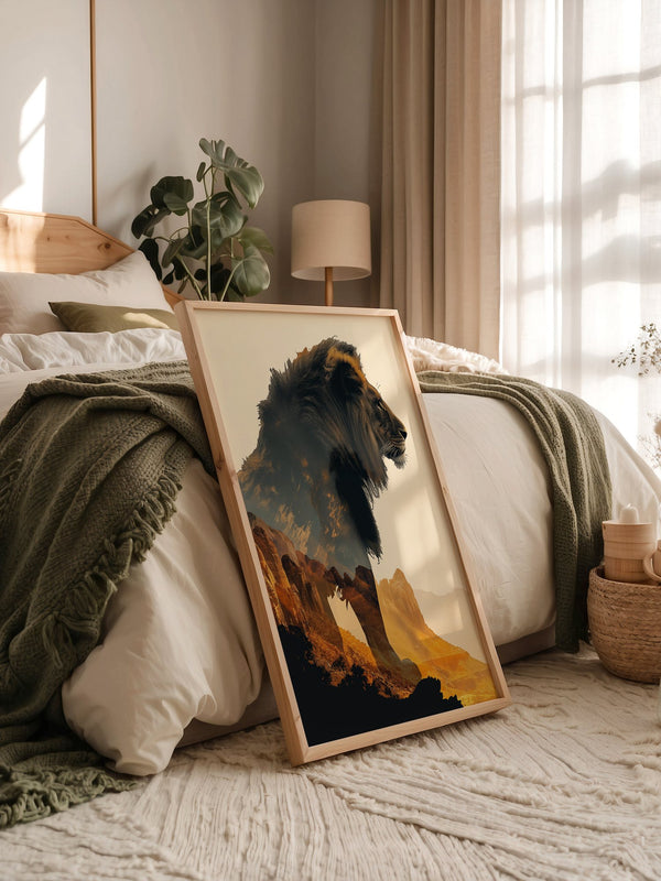 Löwe Wüstenlandschaft Silhouette