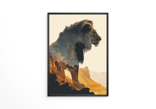 Löwe Wüstenlandschaft Silhouette