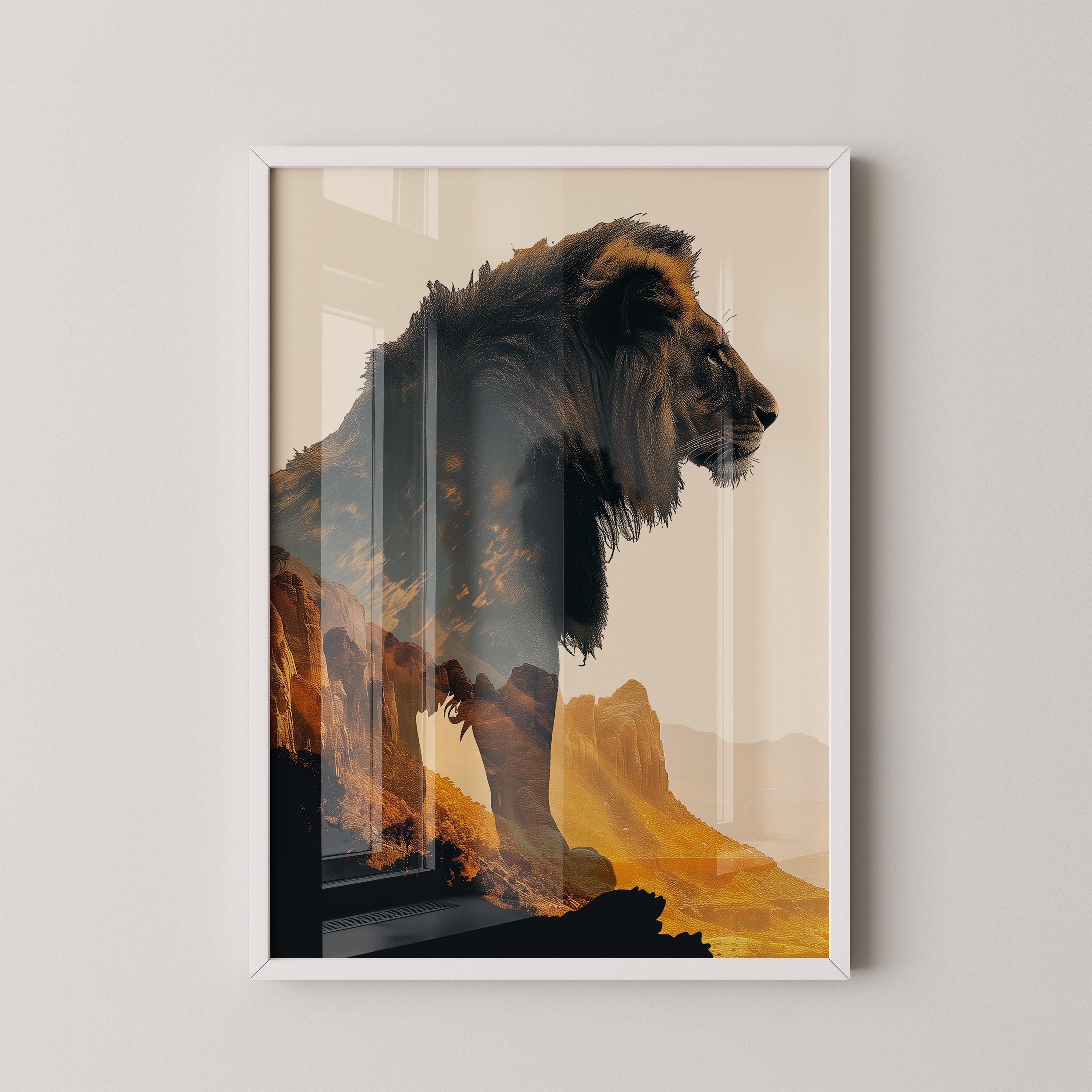 Löwe Wüstenlandschaft Silhouette