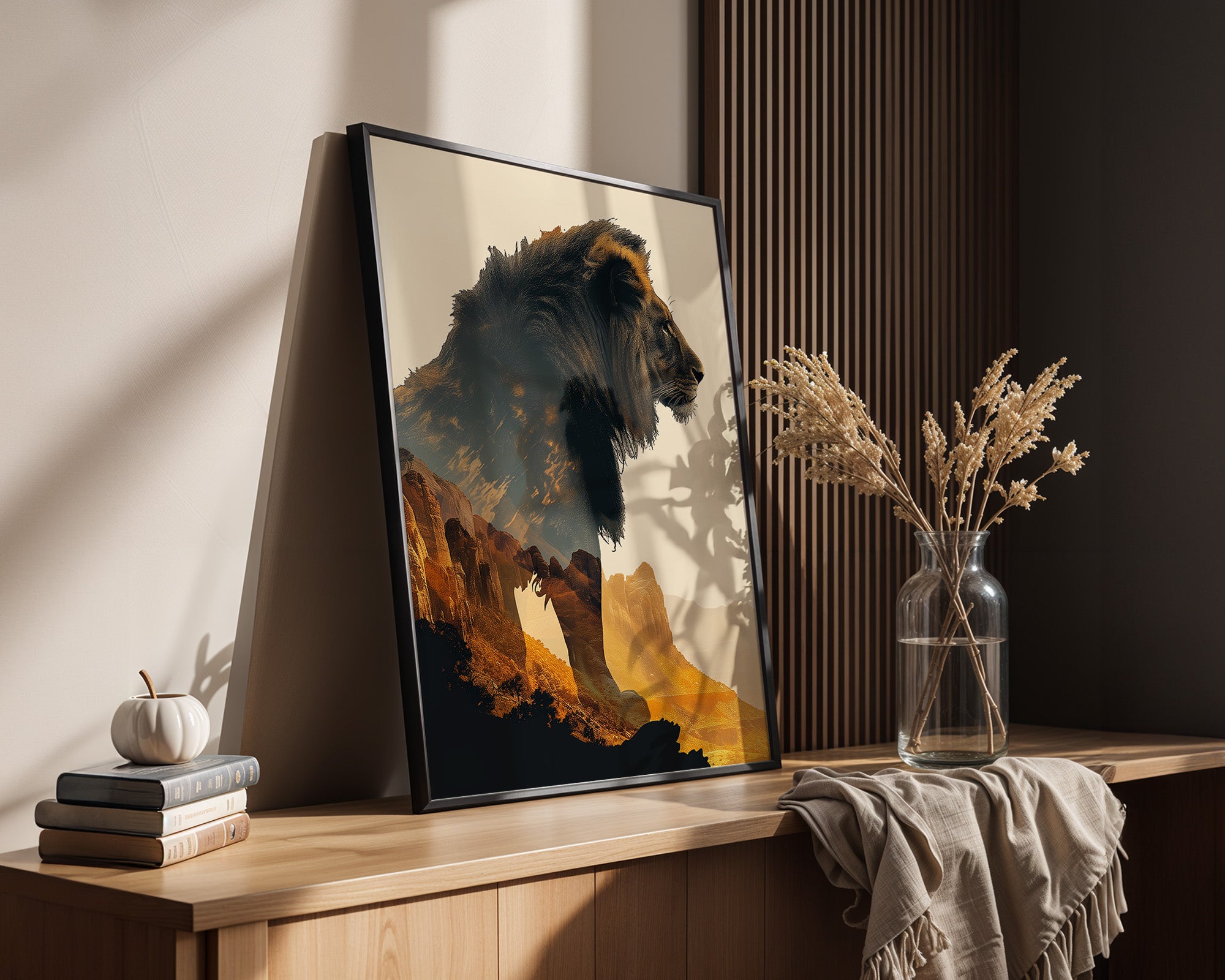 Löwe Wüstenlandschaft Silhouette